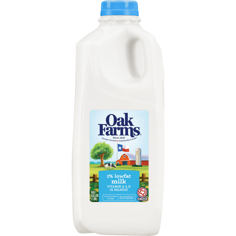 1% Lowfat Milk Plastic Half Gallon